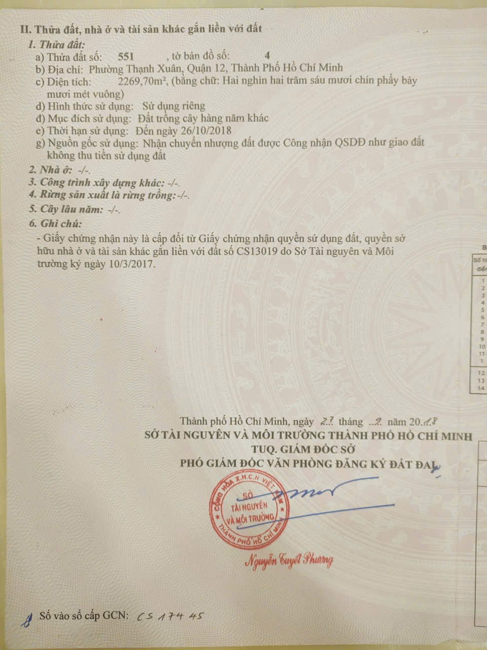 Cần bán gấp lô đất 2337m2 ngay Chợ Cầu, Thạnh Xuân 52, Phường Thạnh Xuân, Q12