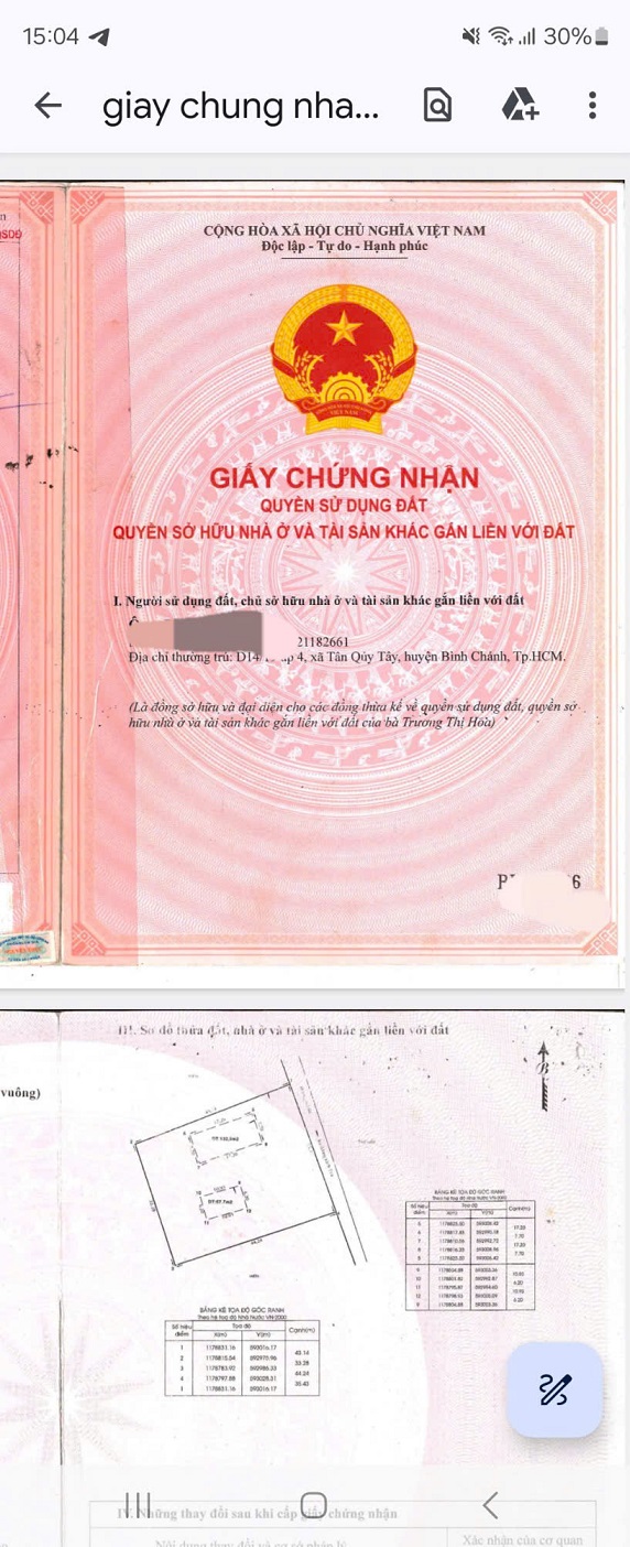 Bán đất tại Ấp 4, X. Tân Quý Tây, H. Bình Chánh, TP Hồ Chí Minh