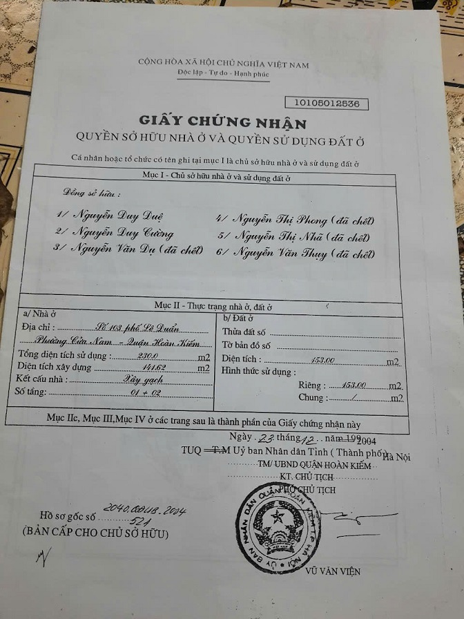 Chính chủ bán nhà mặt phố số 103 Lê Duẩn, P.Cửa Nam, quận Hoàn Kiếm, Hà Nội