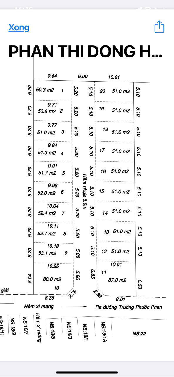 Giá Sốc! Chỉ 46tr/m2 đất đường trương phước phan bình trị đông bình tân 26×56 full thổ 65 tỷ