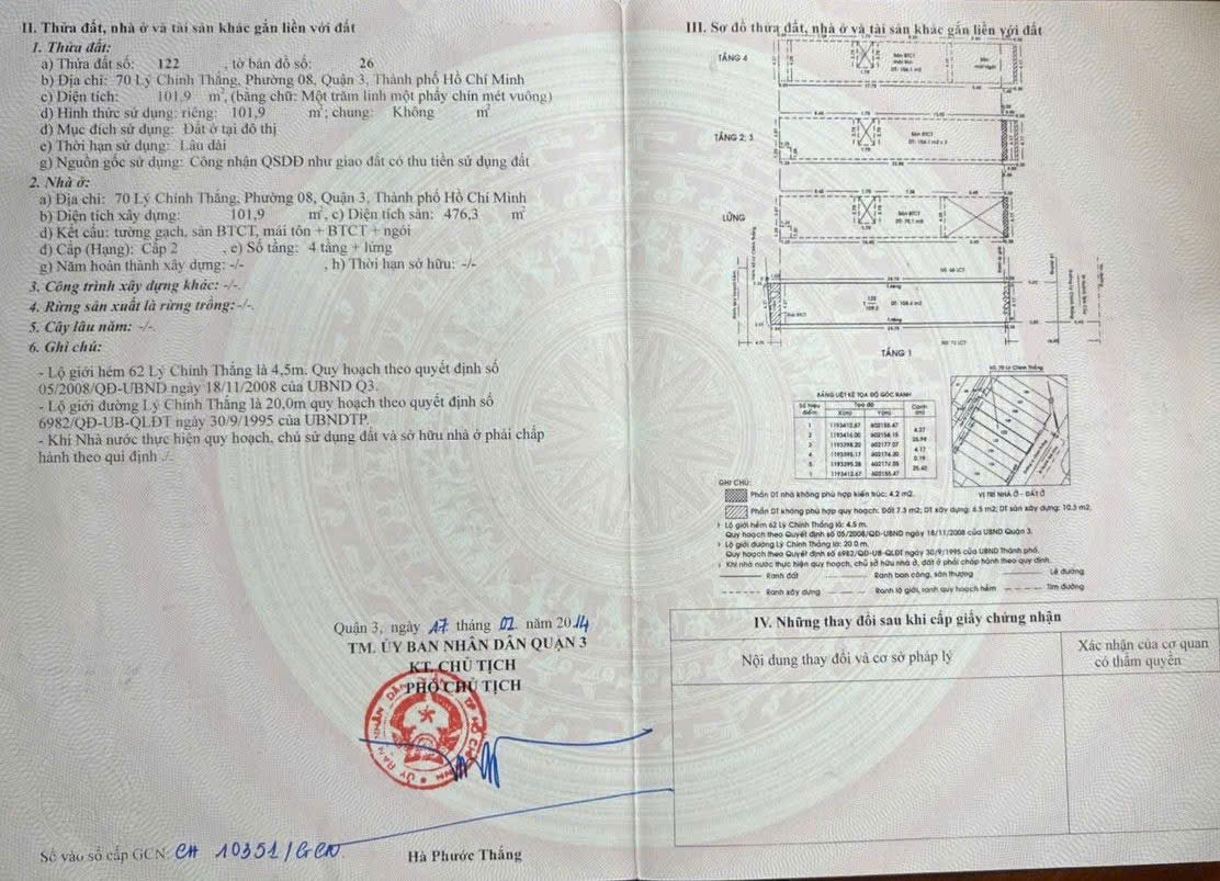 Bán Nhà Mặt Tiền 70 Lý Chính Thắng, Phường 8, Quận 3