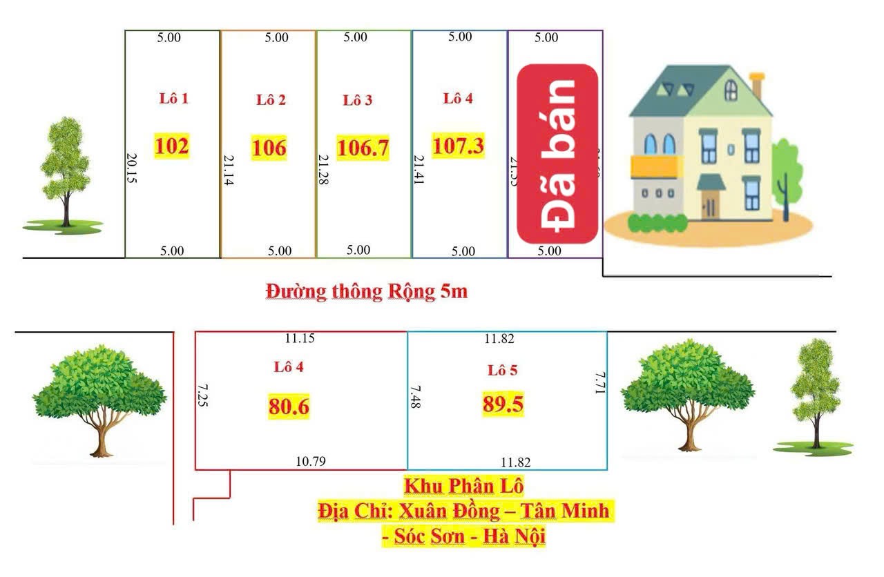Hàng nóng hổi mới ra lò tại Xuân Đồng-Sóc Sơn(Tân Minh cũ) giá chỉ từ 1x đường thông