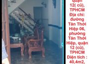 NHÀ VỊ TRÍ ĐẸP- GIÁ TỐT CHÍNH CHỦ CẦN BÁN NHANH căn nhà tại quận 12( cũ), TPHCM