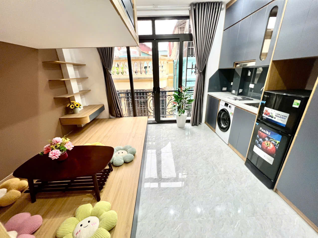 (Cực hiếm) Căn hộ Duplex 28m2 ngõ 147 Vũ Tông Phan – Máy giặt riêng – Cách phố 30m – Nhận xe điện