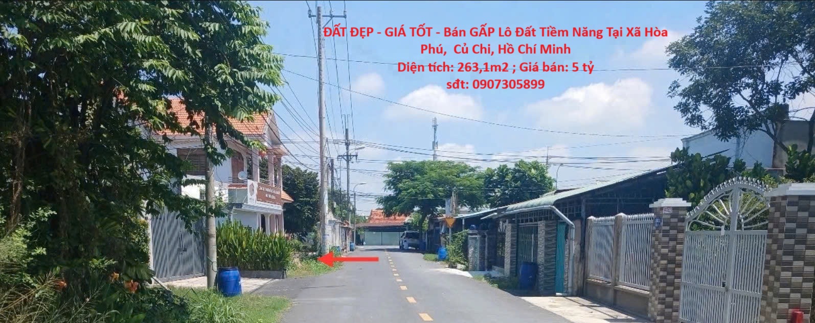 ĐẤT ĐẸP – GIÁ TỐT – Bán GẤP Lô Đất Tiềm Năng Tại Xã Hòa Phú, Củ Chi, Hồ Chí Minh