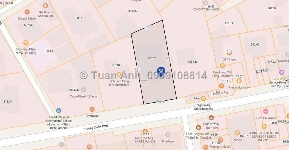Bán Siêu Phẩm VILLA mặt tiền Xuân Thủy, Thảo Điền, Q.2. DT: 897m2, Sổ Đỏ. Giá: 405 tỷ. LH: 0909108814
