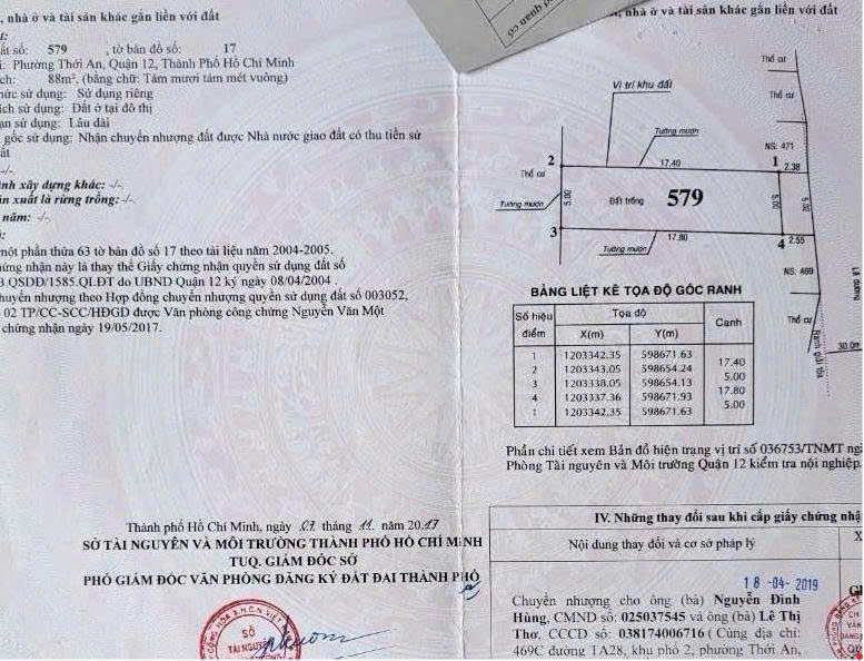 GIÁ TỐT NHÀ (5×20) MẶT TIỀN LÊ THỊ RIÊNG, P. THỚI AN, QUẬN 12