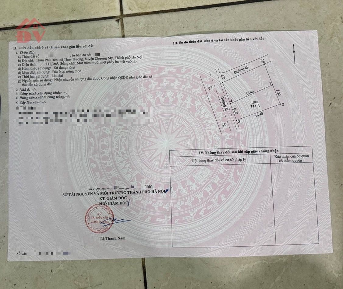 SIÊU HÓT 111,3M TẠI THỤY HƯƠNG-CHƯƠNG MỸ-HÀ NỘI