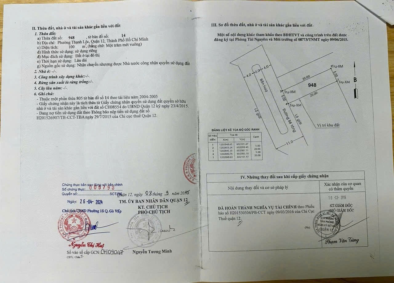 LÔ ĐẤT VỊ TRÍ ĐẸP- ĐẦU TƯ LÀ SINH LỜI CẦN BÁN NHANH LÔ ĐẤT TIỀM NĂNG TẠI quận 12, TPHCM