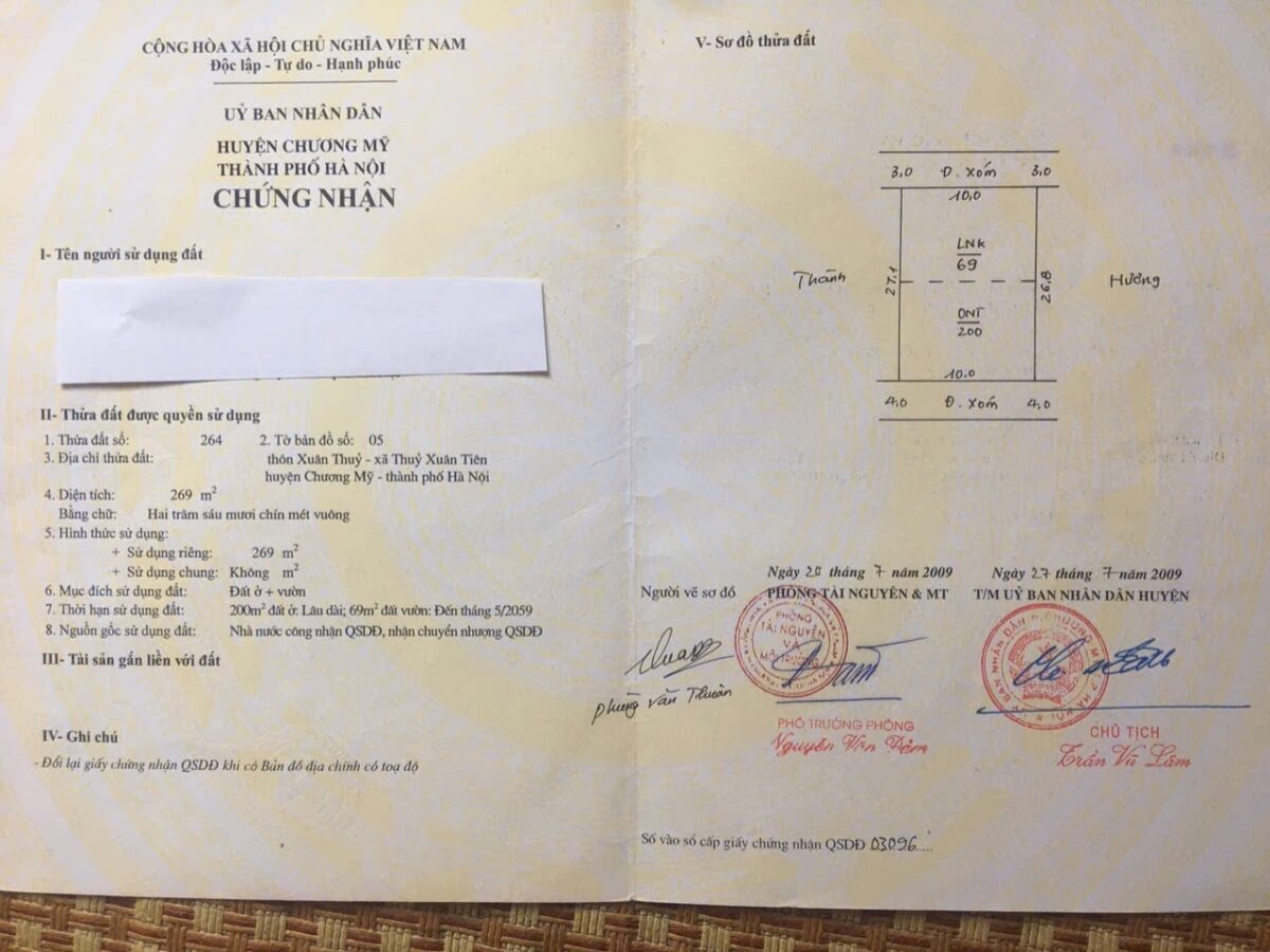 CHÍNH CHỦ BÁN LÔ ĐẤT 269M TẠI THỦY XUÂN TIÊN-CHƯƠNG MỸ-HÀ NỘI