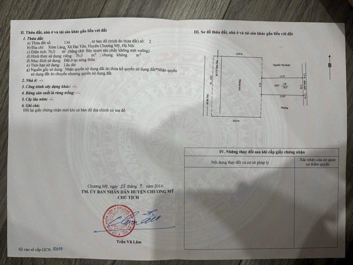 HÀNG HIẾM TRỤC CHÍNH KINH DOANH 76M TỈNH LỘ 419 ĐẠI YÊN -CHƯƠNG MỸ-HÀ NỘI