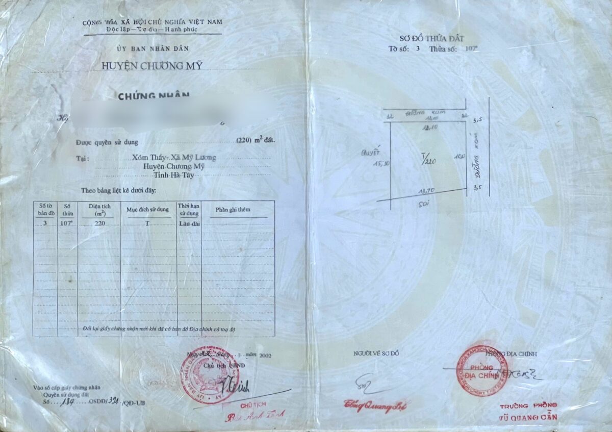 BÁN ĐẤT SẴN NHÀ 220M TẠI MỸ LƯƠNG-CHƯƠNG MỸ-HÀ NỘI