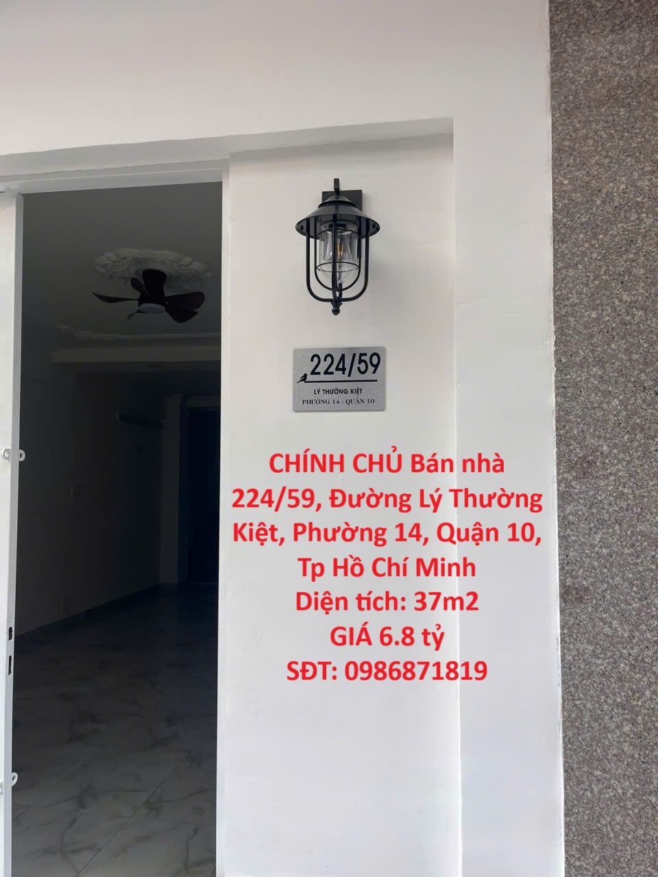CHÍNH CHỦ Bán nhà 224/59 Lý Thường Kiệt, p14,Quận 10, nhà mới, dt 4,03mx 9,4m.