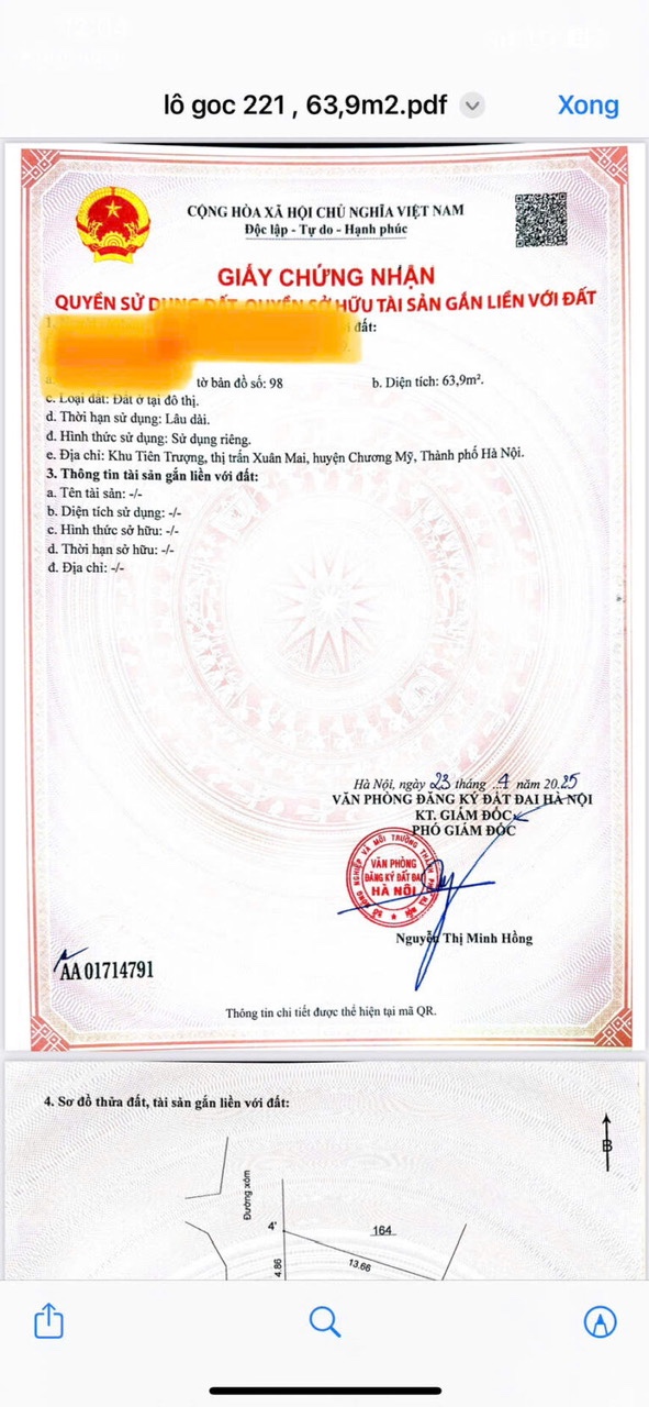 SIÊU PHẨM 63,9M TẠI TT XUÂN MAI-CHƯƠNG MỸ-HÀ NỘI