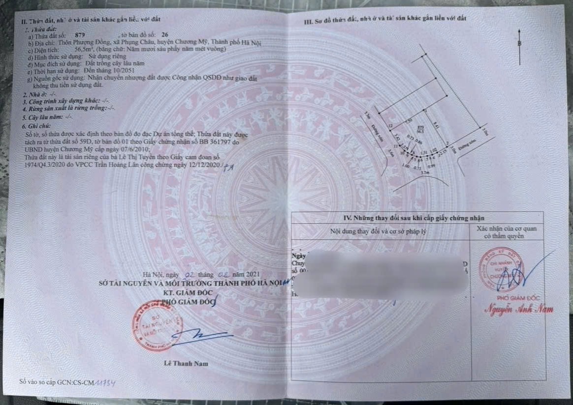 SIÊU HÓT BÁN LÔ ĐẤT 56,5M TẠI PHỤNG CHÂU-CHƯƠNG MỸ-HÀ NỘI