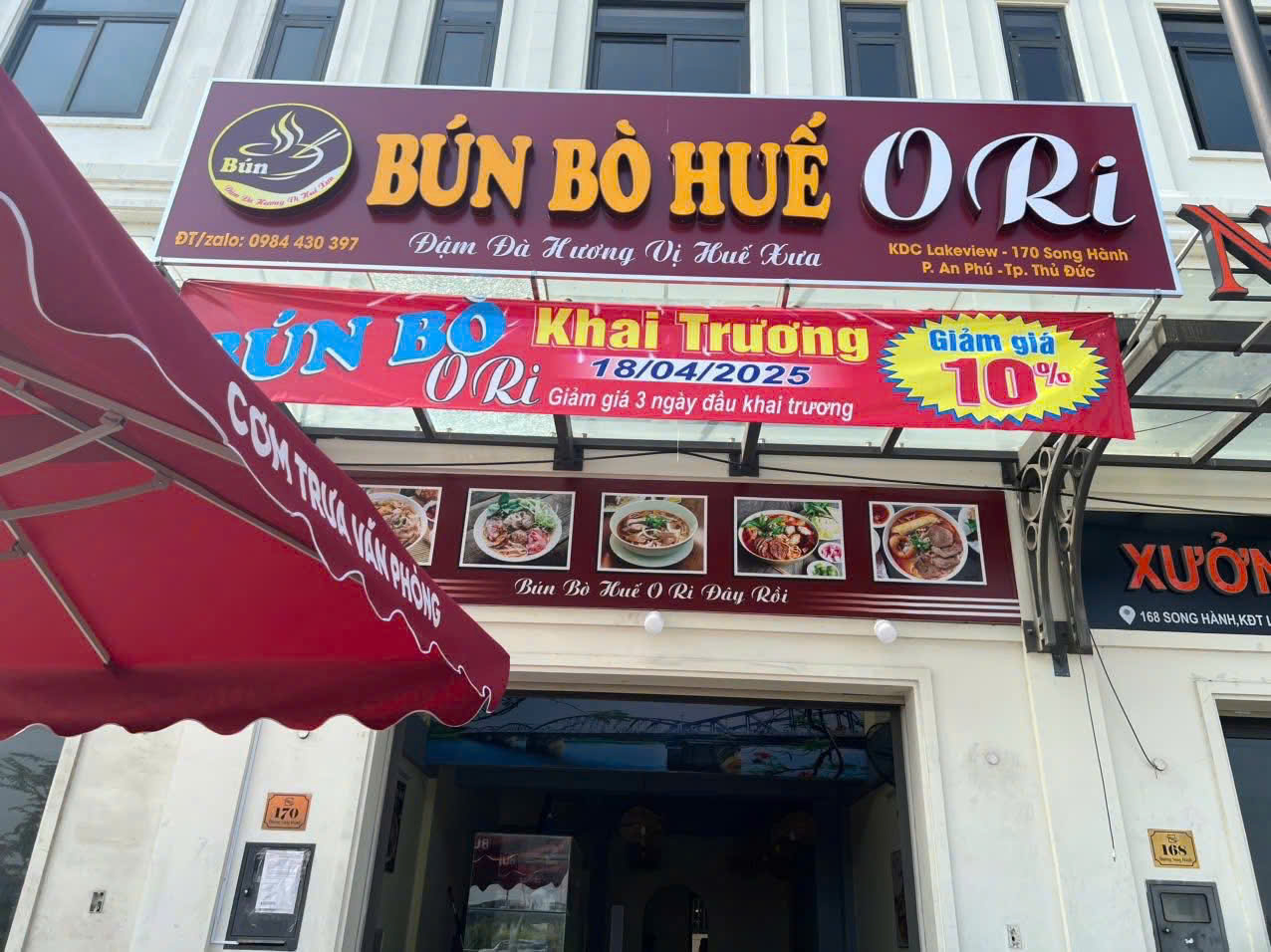 Quận 2 , Sang Gấp Quán Bún Bò , MB thuê rẻ 26 tr / tháng, MT Đường KDC Lakeview MT số 170 Song Hành , KDC sầm uất Tel : 0984430397 ( Chính chủ )