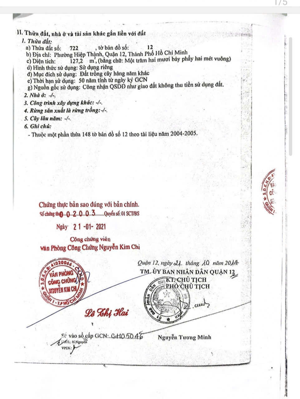 LÔ ĐẤT (5.35×25.6) 2 MẶT TIỀN HIỆP THÀNH 13, Q12 – GIÁ CHỈ 5.5 TỶ