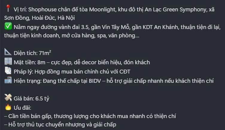 CĂN HỘ ĐẸP- GIÁ TỐT Cần bán Shophouse chân đế chung cư khu An Lạc Symphony.