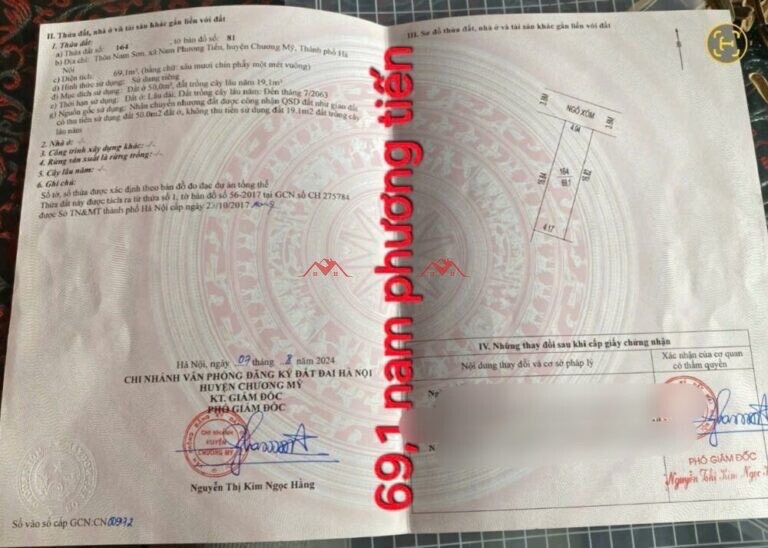 CHÍNH CHỦ BÁN LÔ ĐẤT 69,1M TẠI NAM PHƯƠNG TIẾN-CHƯƠNG MỸ-HÀ NỘI